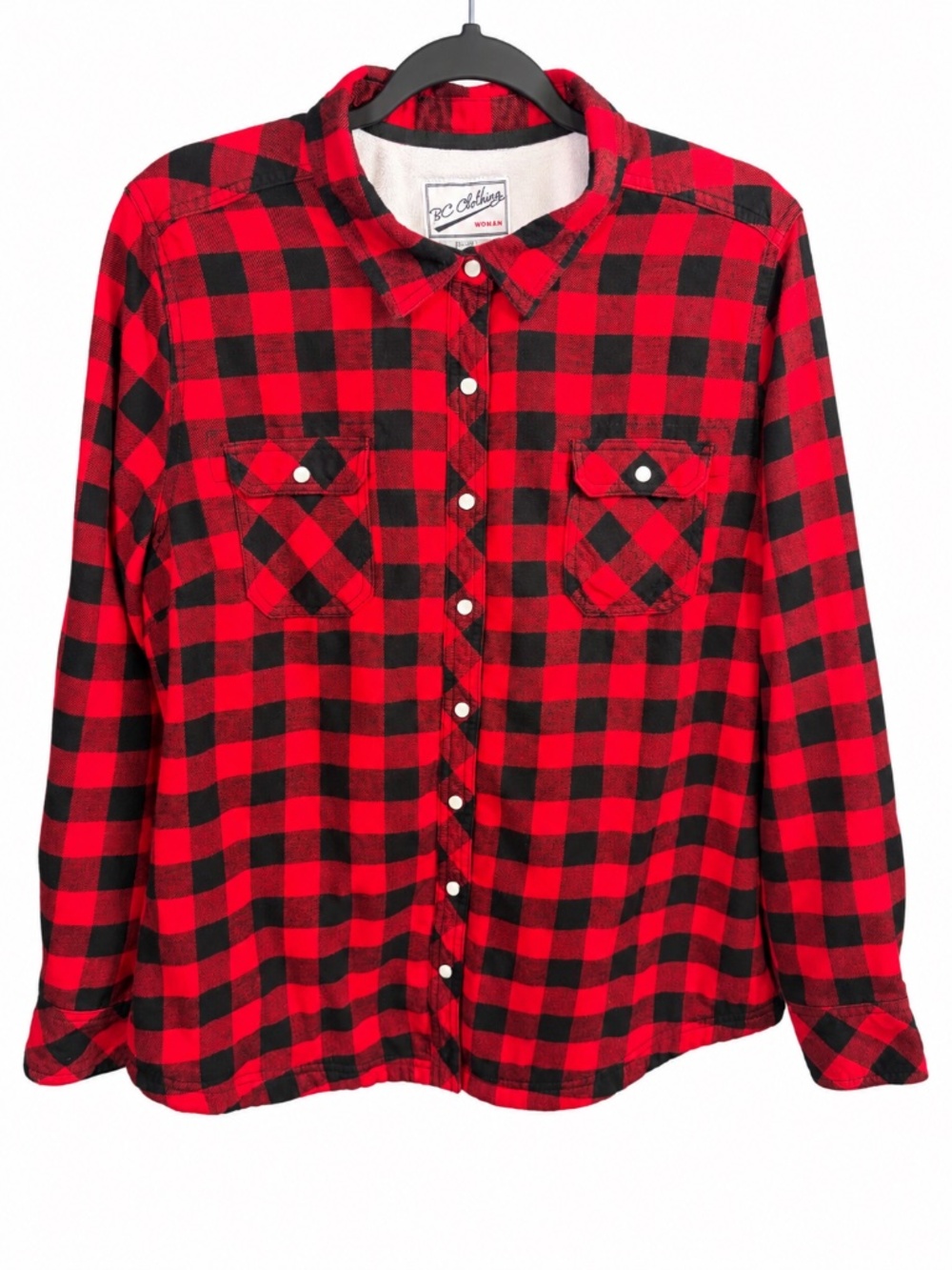 BC Clothing Buffalo Plaid Sherpa-Lined Shacket – XL